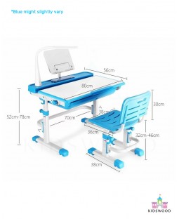 Adjustable Study Table & Chair with Lamp (Large-Blue)