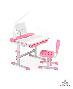 Adjustable Study Table & Chair with Lamp (Large-Pink)