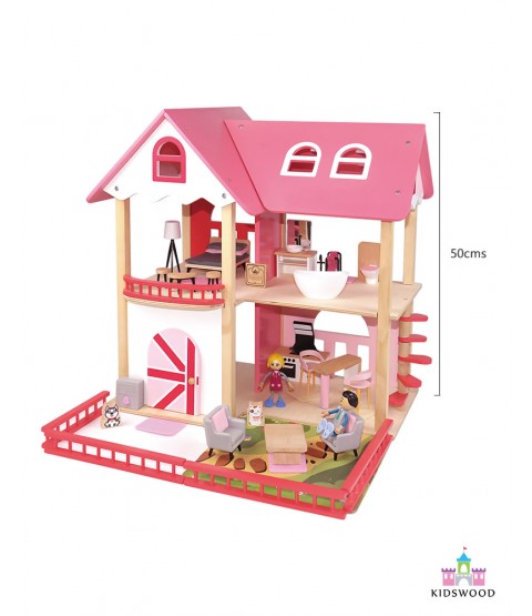 Pink Doll House with Front Yard