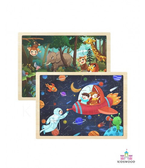 Space and Animals Puzzles (2 in 1)