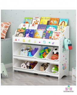 2 Rows Books and Toys Organizer (White)