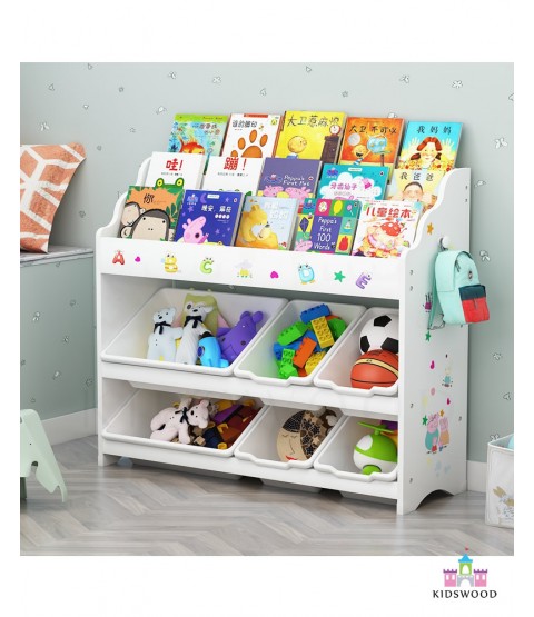 2 Rows Books and Toys Organizer (White)