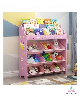 3 Rows Books and Toys Organizer (Pink)