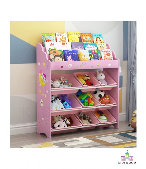 3 Rows Books and Toys Organizer (Pink)