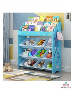 3 Rows Books and Toys Organizer (Blue)