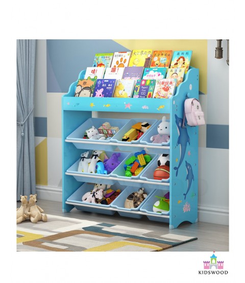 3 Rows Books and Toys Organizer (Blue)