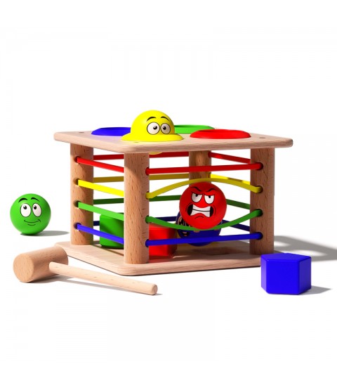 Hammering balls with Shapes Sorter