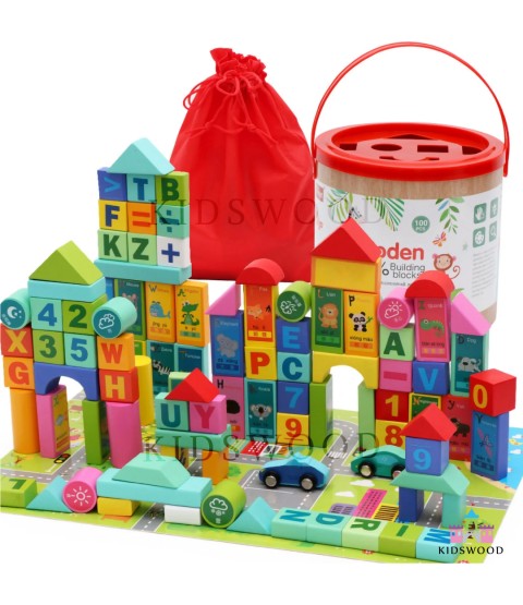 Wooden Building Blocks 100 pcs
